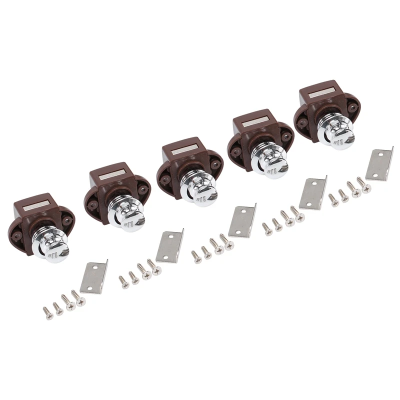 

5PCS Camper Car Push Lock RV Caravan Boat Motor Home Cabinet Drawer Lock Keyless Push Button Latch Furniture Hardware