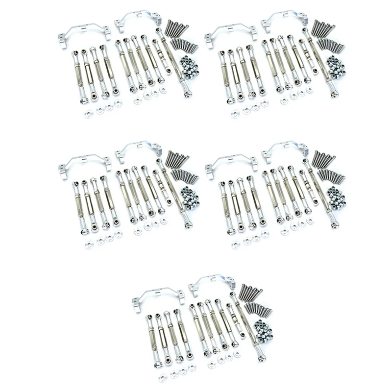 

5 Set Metal Pull Rod Steering Rod Link Tie Rod Mount For MN D90 D91 D96 D99S MN90 MN99S 1/12 RC Car Upgrade Parts,Silver