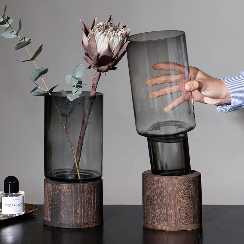 

Black Book Flower Vase Glass Grand Plant Pots Big Transparent Vases Luxury Hydroponic Decoracion Para El Hogar Table Decor