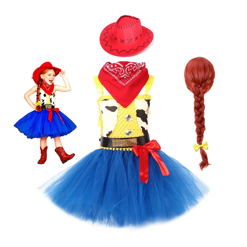 

Toy Story 4 Jessie Girls Halloween Costume For Role Play Deluxe Cowboy Clothing Denim Costumes Cartoon Tutu Dress Prom Dress up