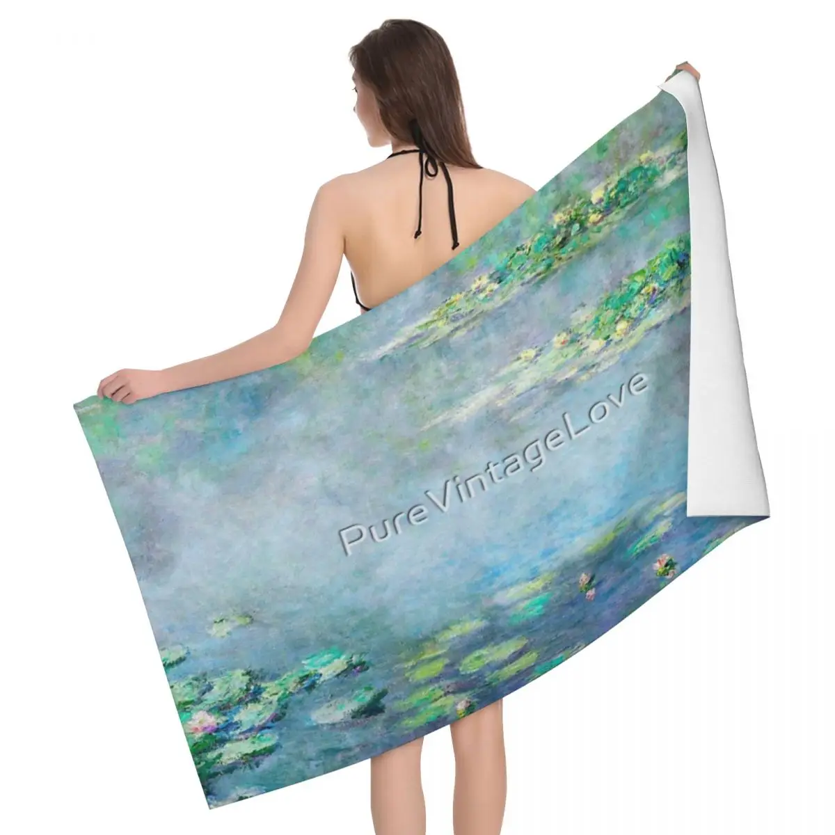 

Monet Water Lilies 80x130cm Bath Towel Microfibre Fabrics For Picnic Towel Great Gift