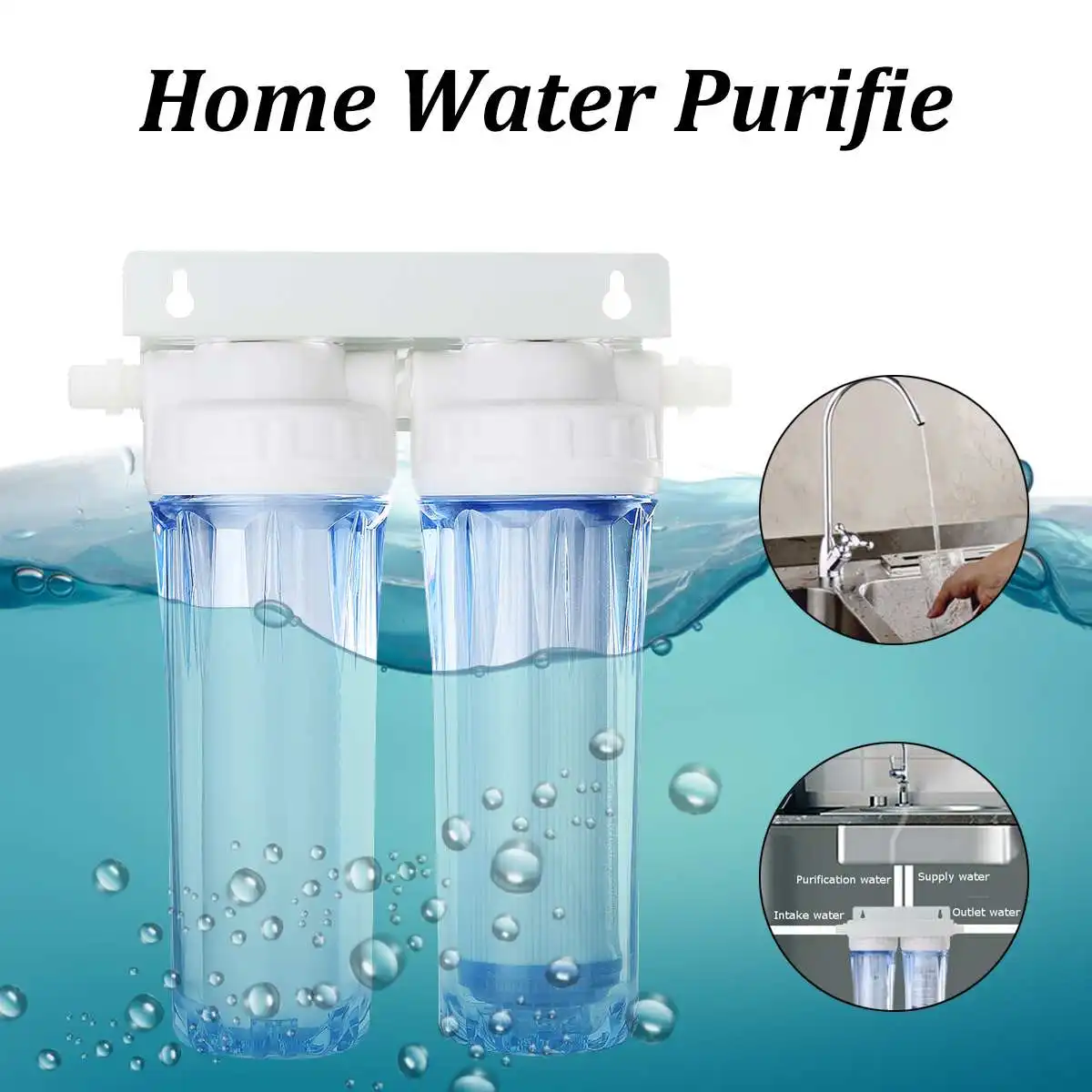 

10" Dual Reverse Osmosis Faucet Tap Water Filter Health Thickened Two-stage Water Purifier Cartridge Home Kitchen