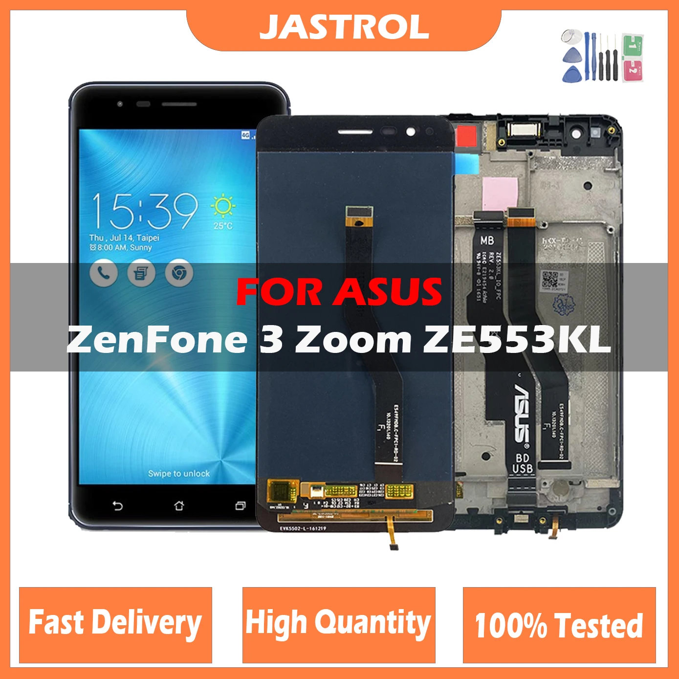 100% протестированный ЖК-дисплей AAA для Asus ZenFone 3 Zoom ZE553KL ZE553 Z01HDA, ЖК-дисплей, сенсорный экран, дигитайзер в сборе с рамкой