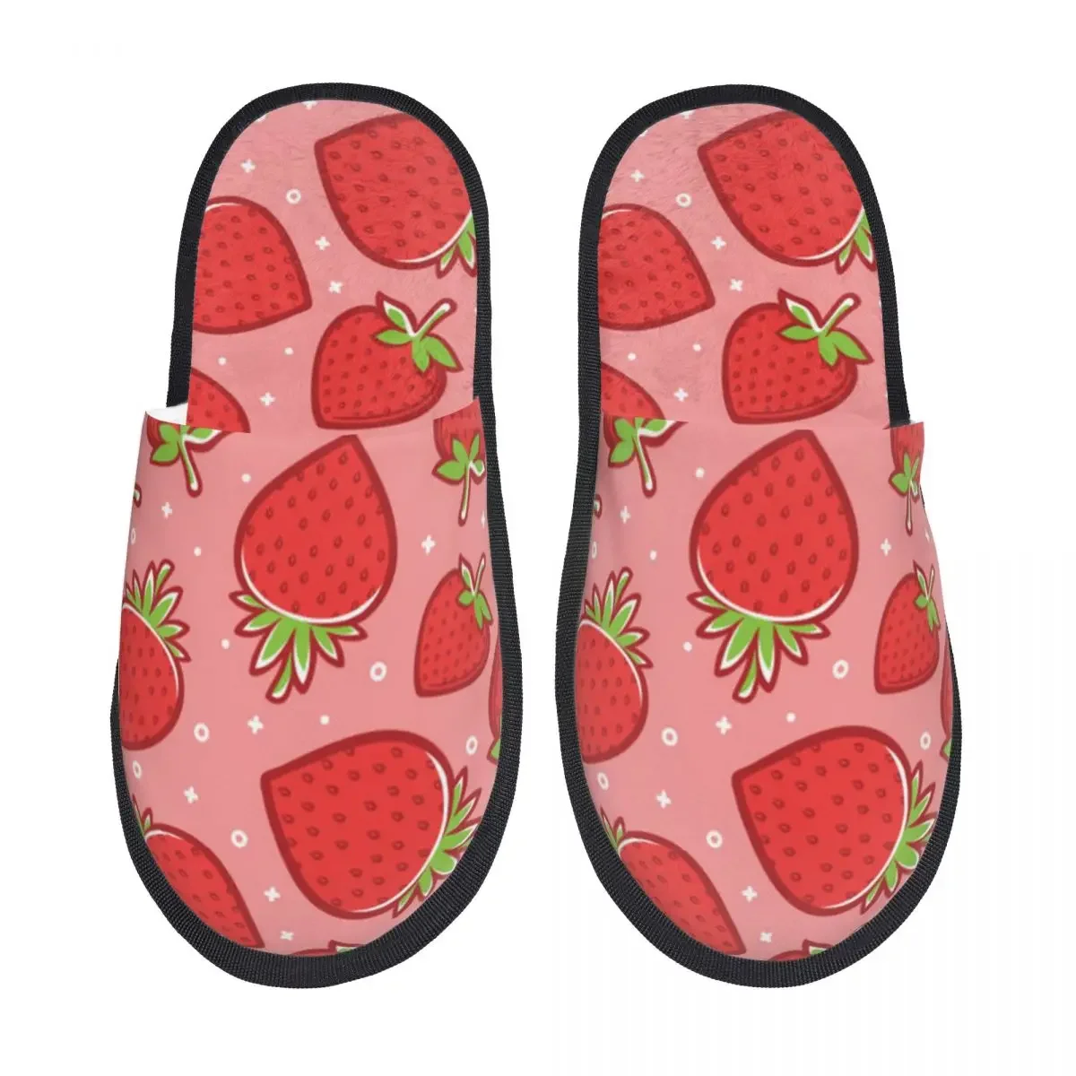 Домашние тапочки с клубничным фоном зимняя обувь для дома сланцы закрытым носком