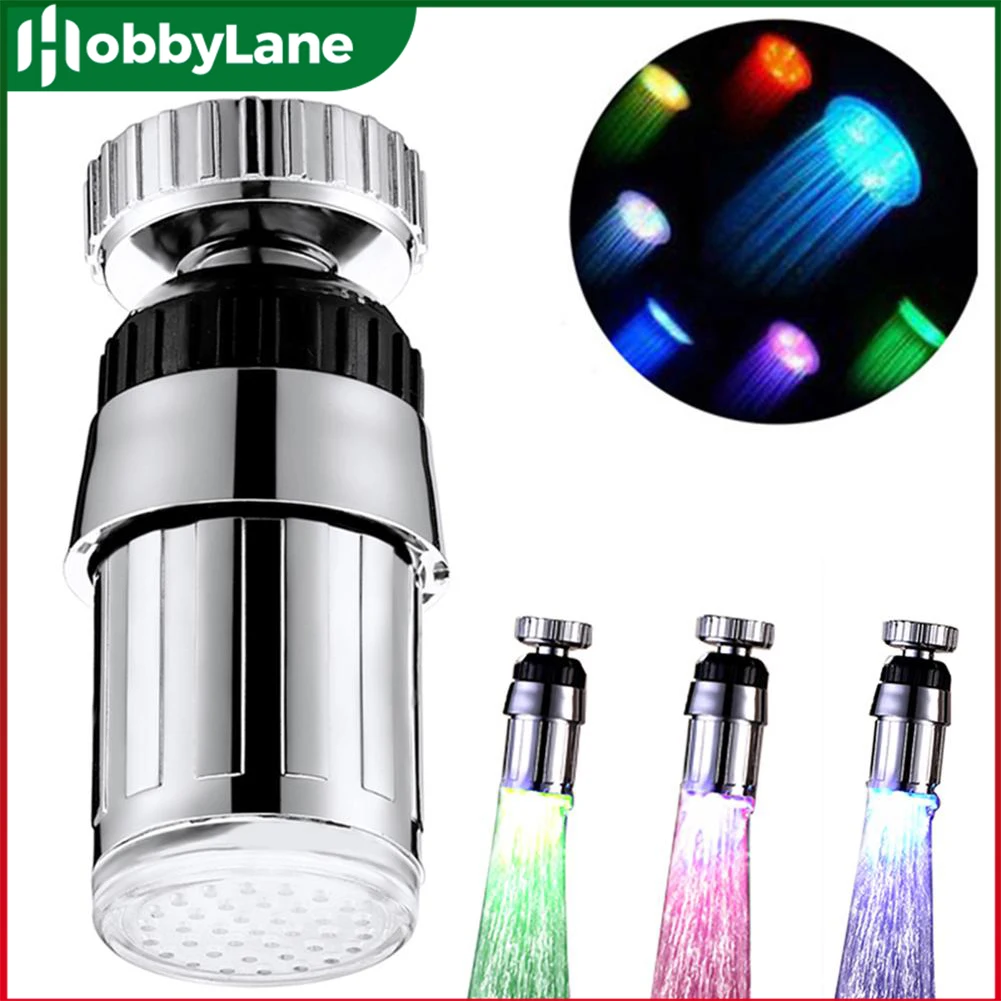 

7 Colors LED Faucet Light Color Changing Temperature Sensor Glow Shower Head Saving Novelty Faucet Kitchen Bathroom Accessories