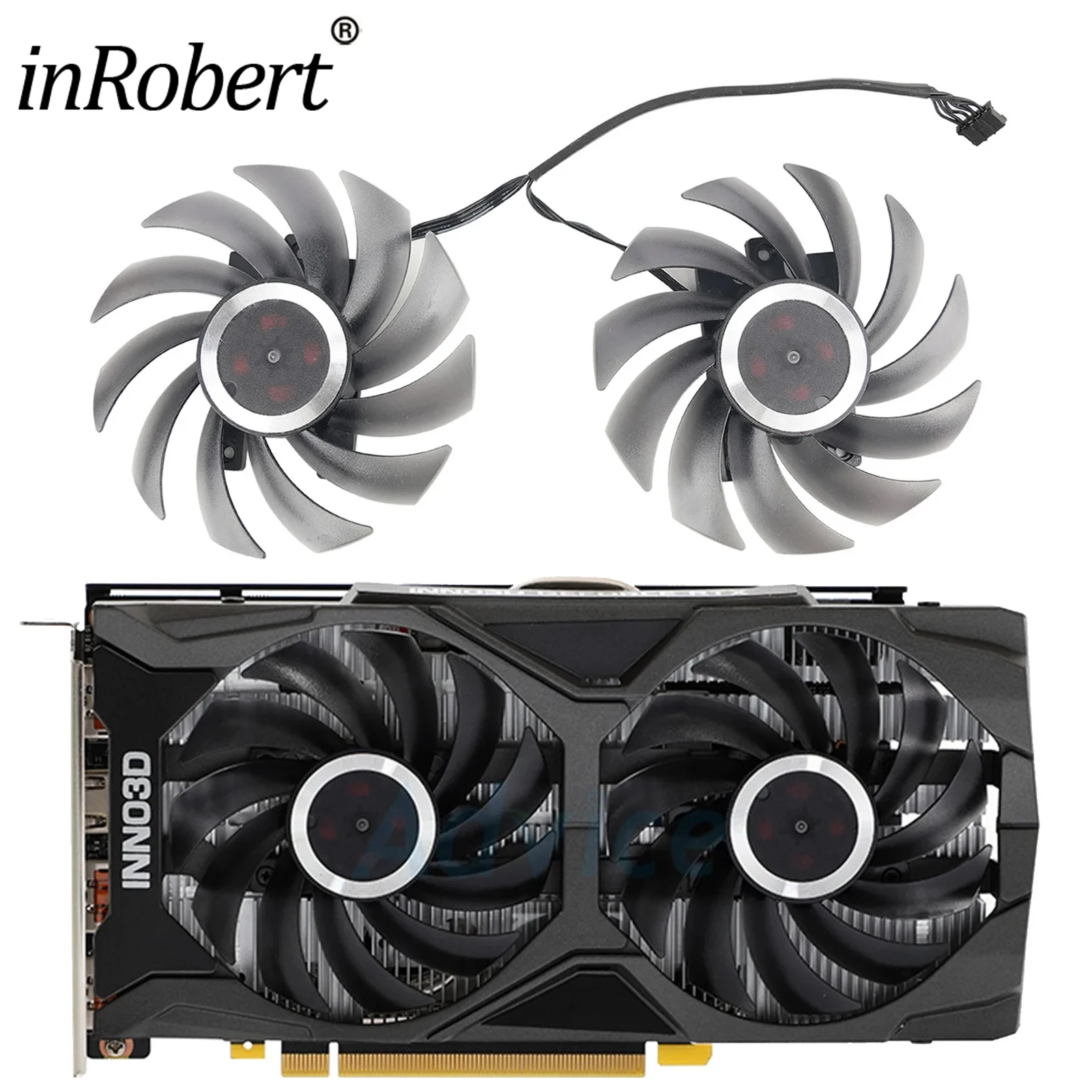 Фото Вентилятор видеокарты 85 мм для INNO3D GeForce GTX1660 RTX2060 SUPER Twin X2 OC, охлаждающий чехол для видеокарты с вентилятором CF-12915S №1