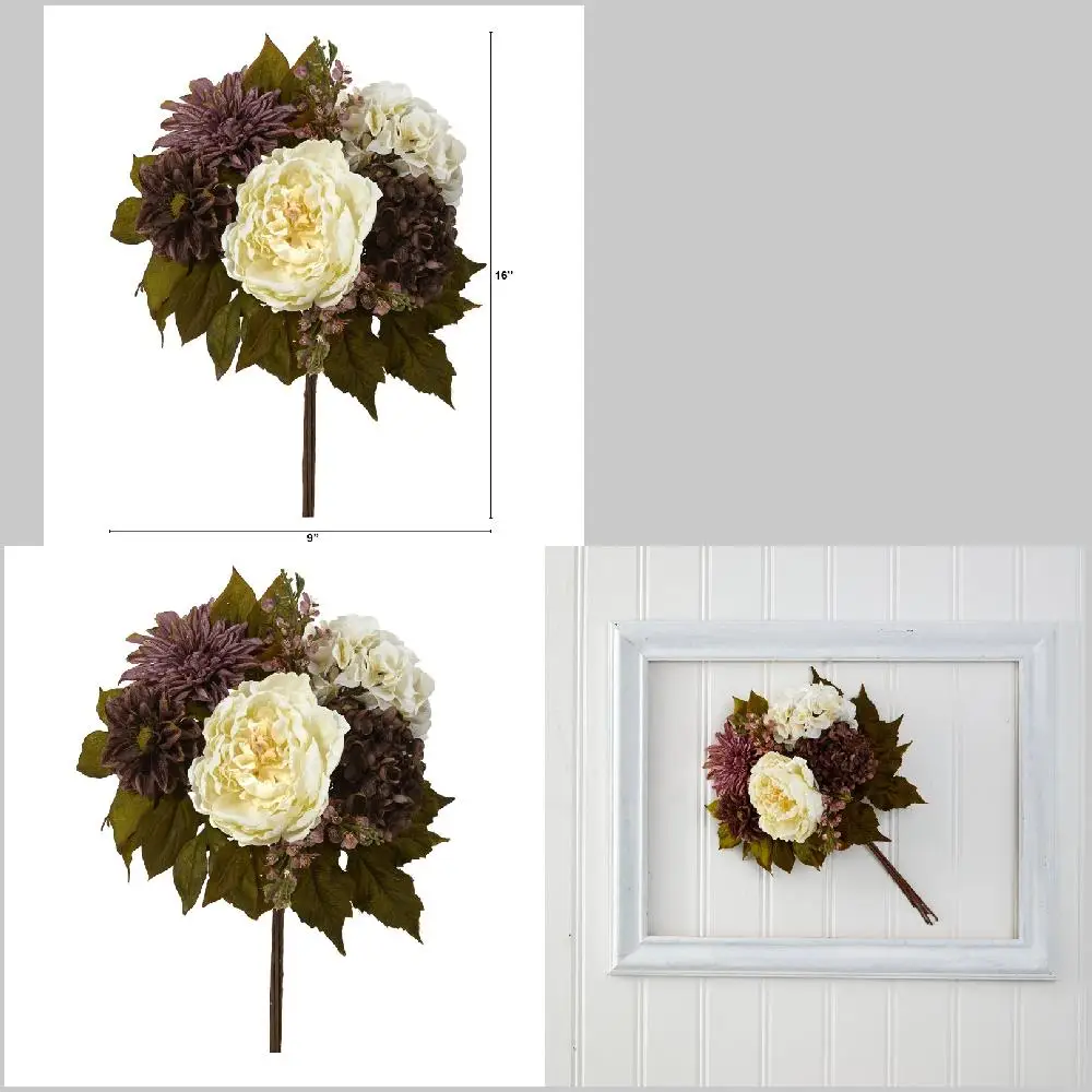 

Gorgeous, Multicolor Peony, Hydrangea & Dahlia Artificial Flowers Bouquet (Set of 2) – Perfect Decoration for Home or Office.