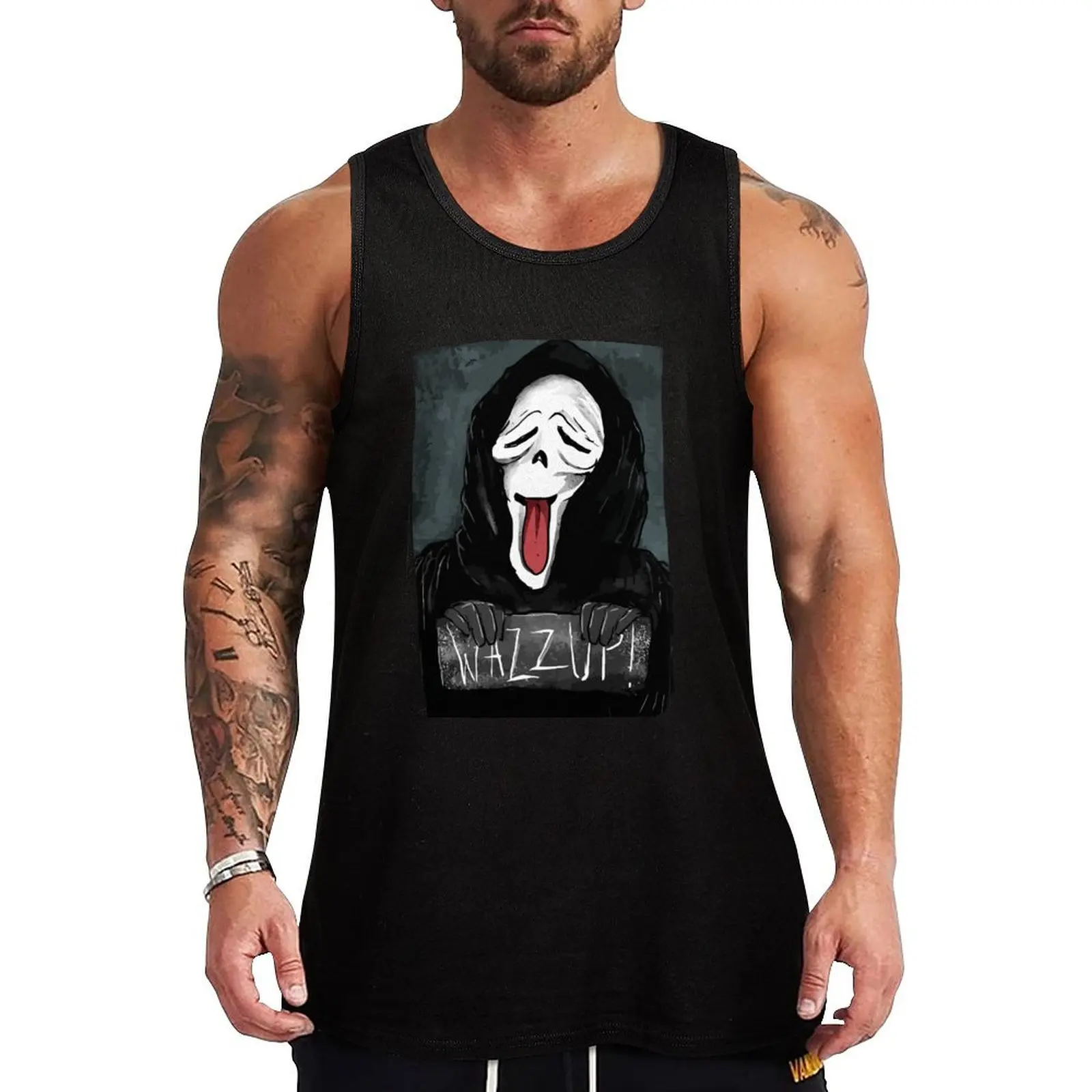 Ghost Face Wazzup Tank Top аниме Мужская спортивная одежда самые продаваемые товары