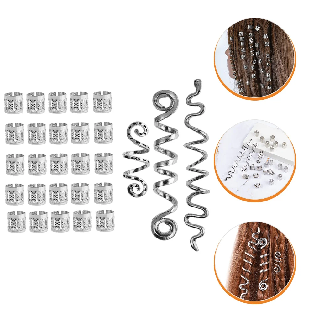 

28 Pcs Dreadlocks Hair Cuff Tube Jewels Braid Charms Helix Jewelry Braiding Accessories Spiral Cuffs