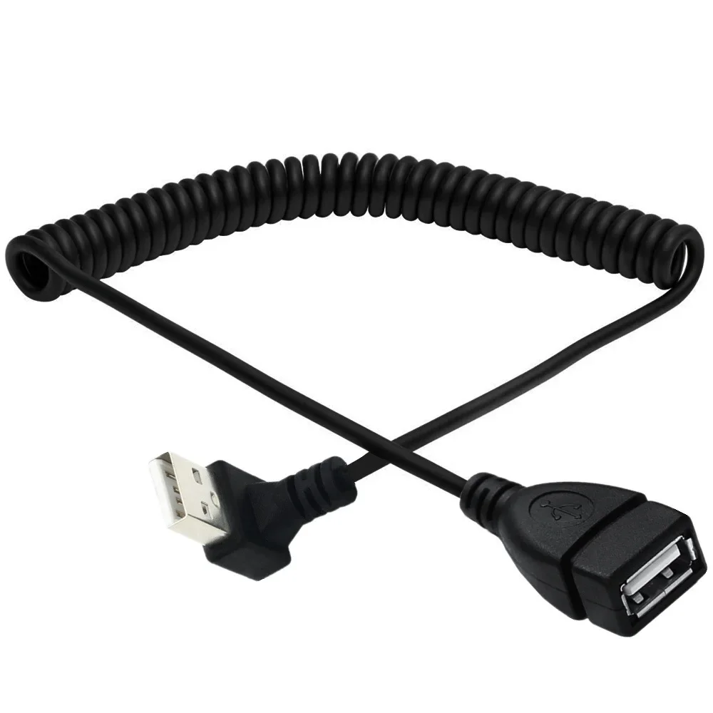 Фото Спиральная катушка USB-кабель вверх вниз, правый левый, угол 90 градусов, удлинитель USB 2.0 «папа-мама», пружинный кабель, 1,5 м/3,3 фута №3