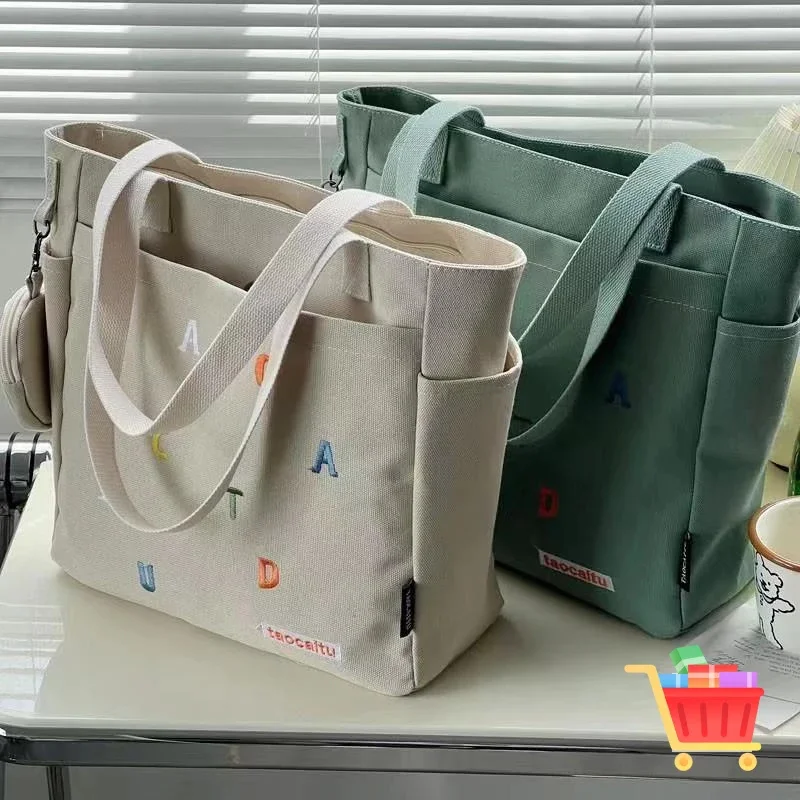 

Bag Women Canvas Shoulder Bag Preppy Student Tote Bag Casual Handbag