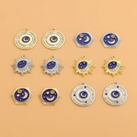 5pcs drip oil star sun flower pendant charms for diy jewelry earrings necklaces bracelet making findings accessories supplies