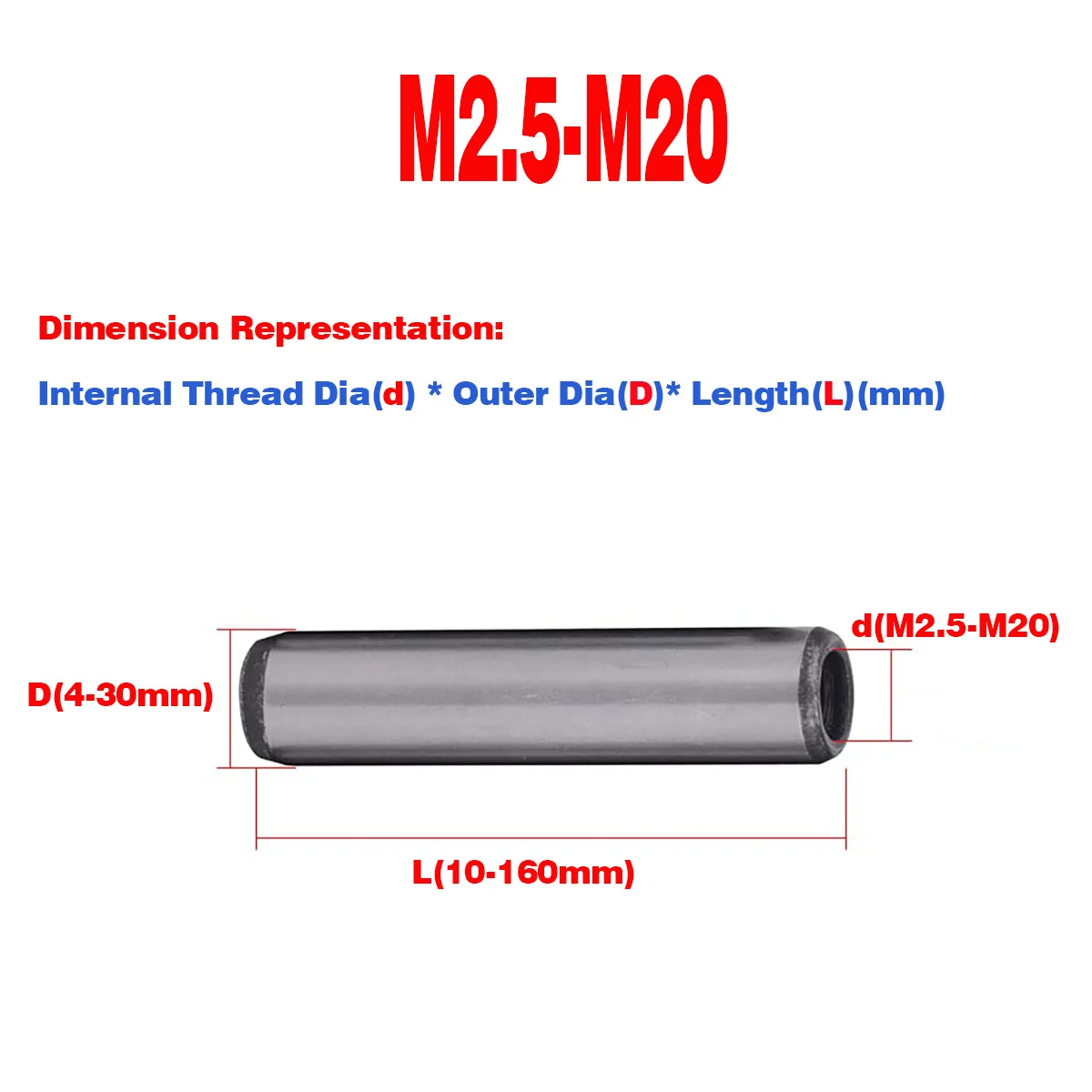 

Hardened And Quenched Internal Thread Cylindrical Pin / Locating Pin Tapping Pin Pulling Pin M2.5-M20