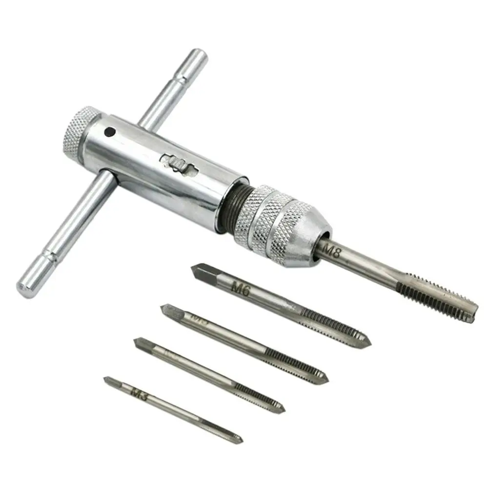

Metric Tap Wrench Thread Wrench Machine Screw T-shaped T-handle Useful Tap Adjustable Plug Ratchet With Silver Holder