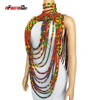 ankara multi layer necklace and shawl sets african women jewlery sets bold long exotic jewelry africa handmade necklaces sp001