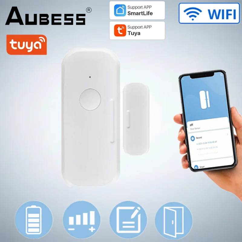 

Tuya WiFi Door Sensor Smart Door Open / Closed Detectors APP Reminder Home Security Alarm System Independence Alert 90dB Siren