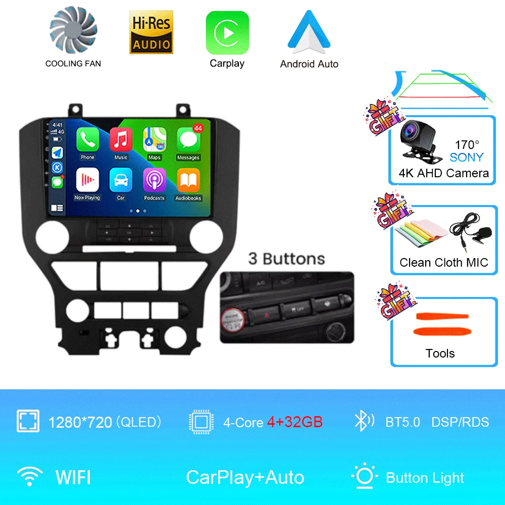 

Автомобильный радиоприемник Android 15 Carplay для FORD Mustang S550 2014-2021, мультимедийный плеер, навигационный экран, GPS без 2 Din, стерео головное устройство