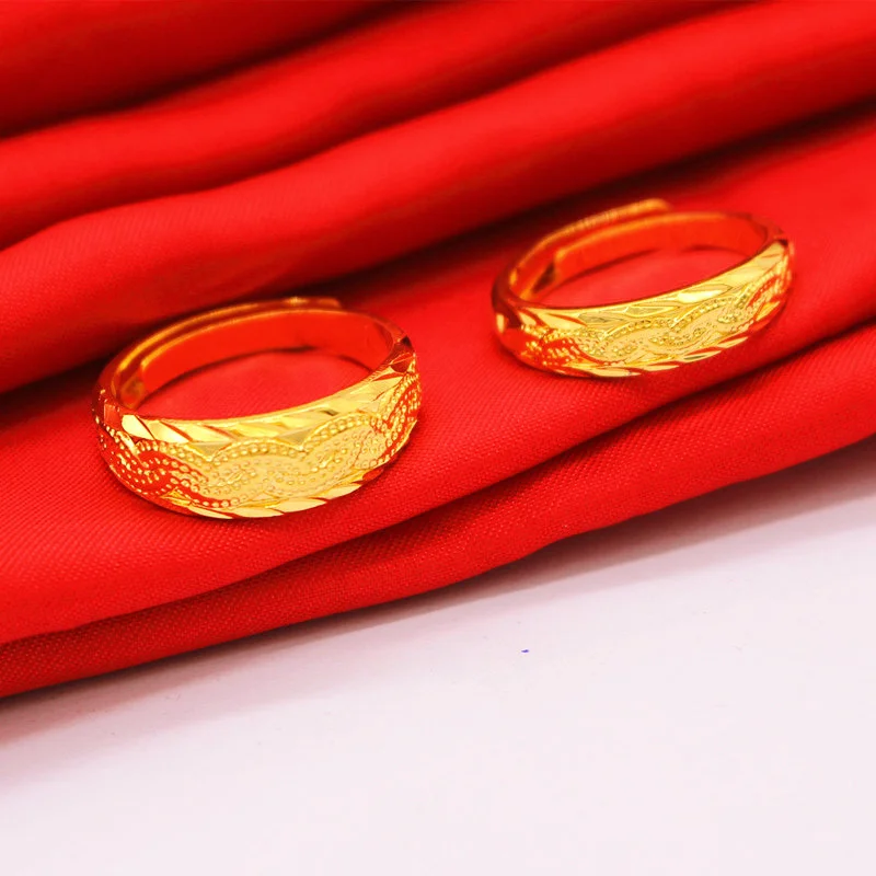 

Fashion Vietnam and gold twist ring improvement gold fashion opening does not fade men and women wedding ring Jewelry
