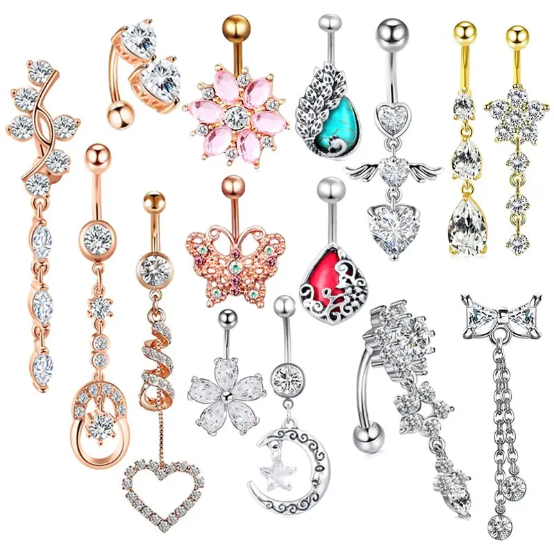 30-50 шт., женские кольца для пупка, 14 г