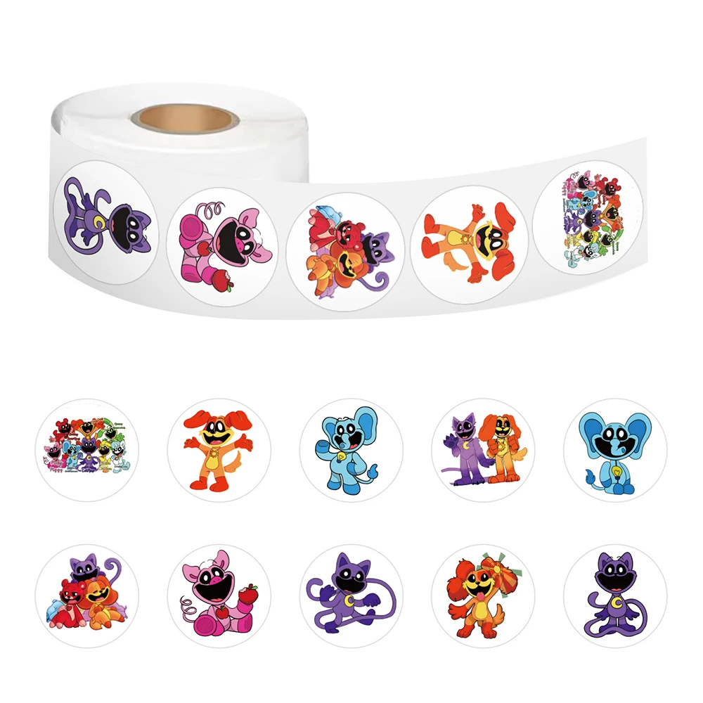 500/Рулон Аниме Улыбающиеся Твари Наклейки Игра ужасов для записок Багаж