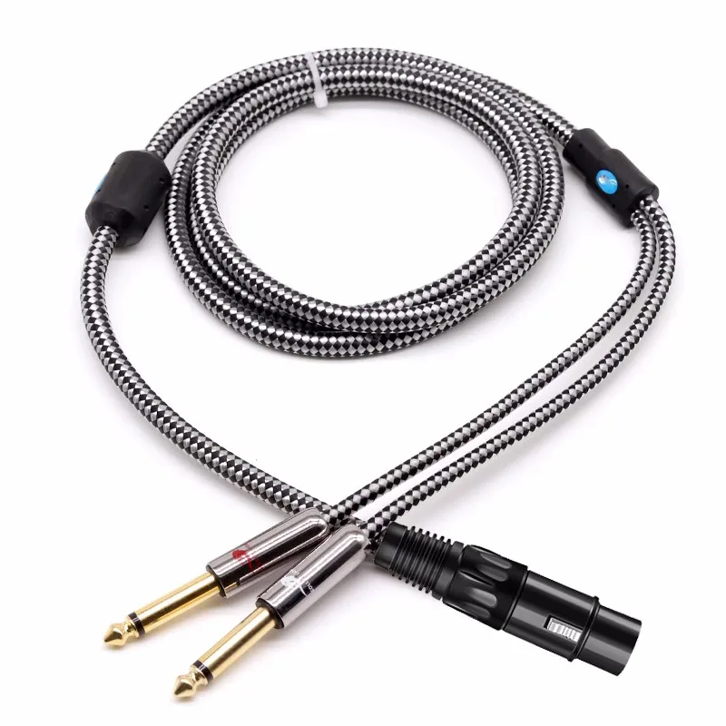 XLR мама на двойной 6 35 мм 1/4 дюйма TS моно папа аудиокабель для микрофона микшера