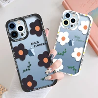 cute flower clear phone case for iphone 13 pro max 12 mini 11 se 2020 x xs xr 7 8 plus couple transparent soft shockproof cover