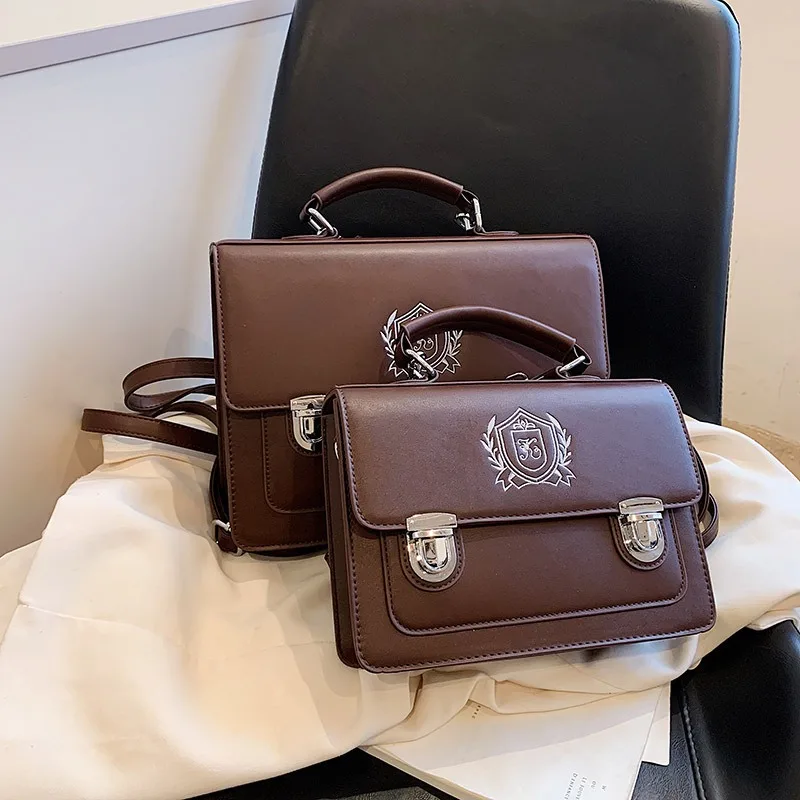 

Japanese Backpack for Women Fashion Vintage JK Uniform Shoulder Bag Student Square Handbag Soft PU Teenage Girls Mini Backpacks