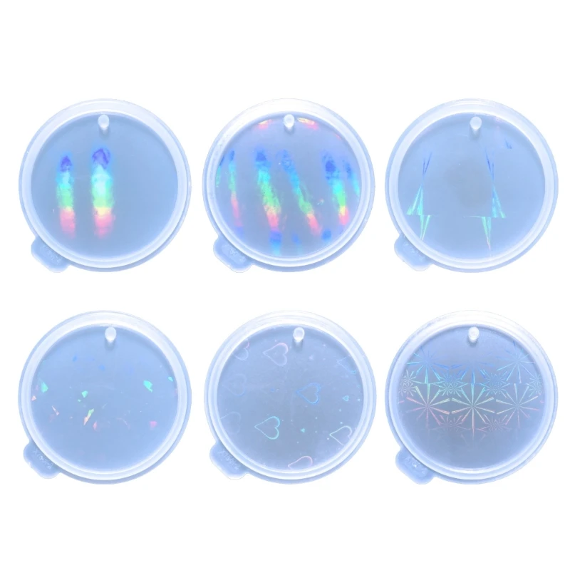 

DIY Keychain Holographic Silicone Mold Crystal Epoxy Resin Mold Round Pendants Jewelry Making Casting Mold Decoration