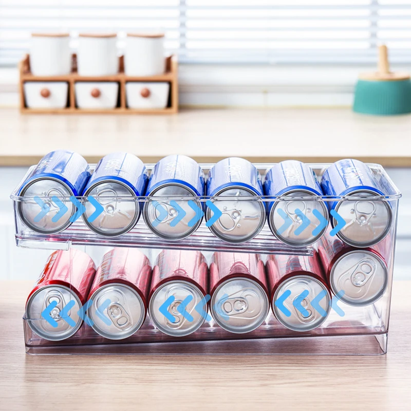 

Бытовой прозрачный холодильник для пива, принадлежности для хранения колы, вращающийся Органайзер, контейнер для напитков, стеллаж, коробк...