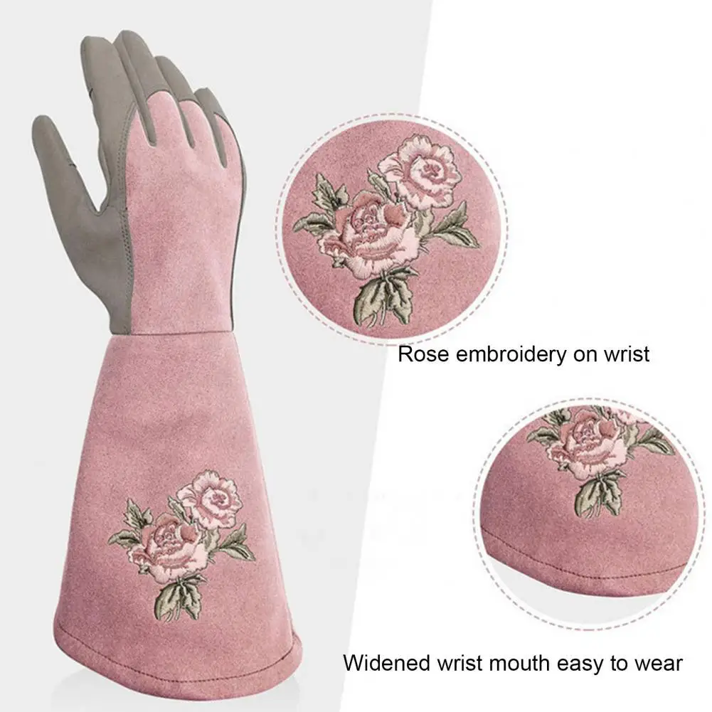 

Reusable 1 Pair Attractive Universal Fine Knitted Gardening Glove Faux Leather Gardening Glove Durable for Yard