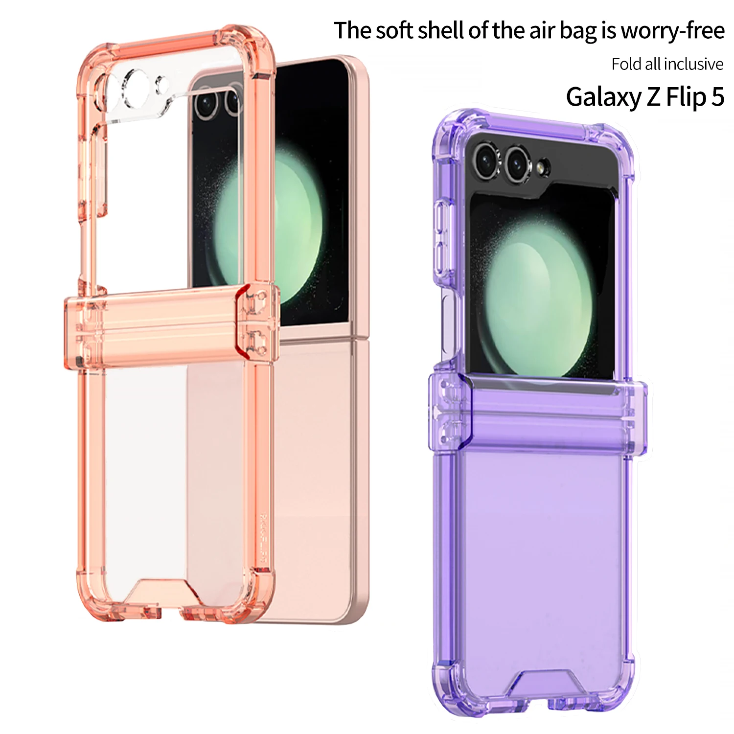 

Transparent Four-corner Anti-drop Phone Case For Samsung Galaxy Z Flip 5 All-inclusive Shockproof Shaft Folding Protective Cases