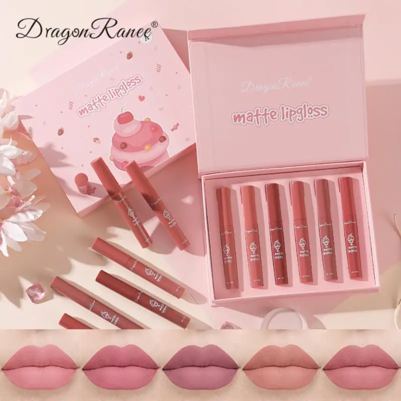 

6 Pcs Lip Glaze Moisturizing Velvet Matte Lip Gloss Lip Cheek Lipstick Matte Lip Glaze Lipsticks Rich Color Lip Makeup Cosmetics