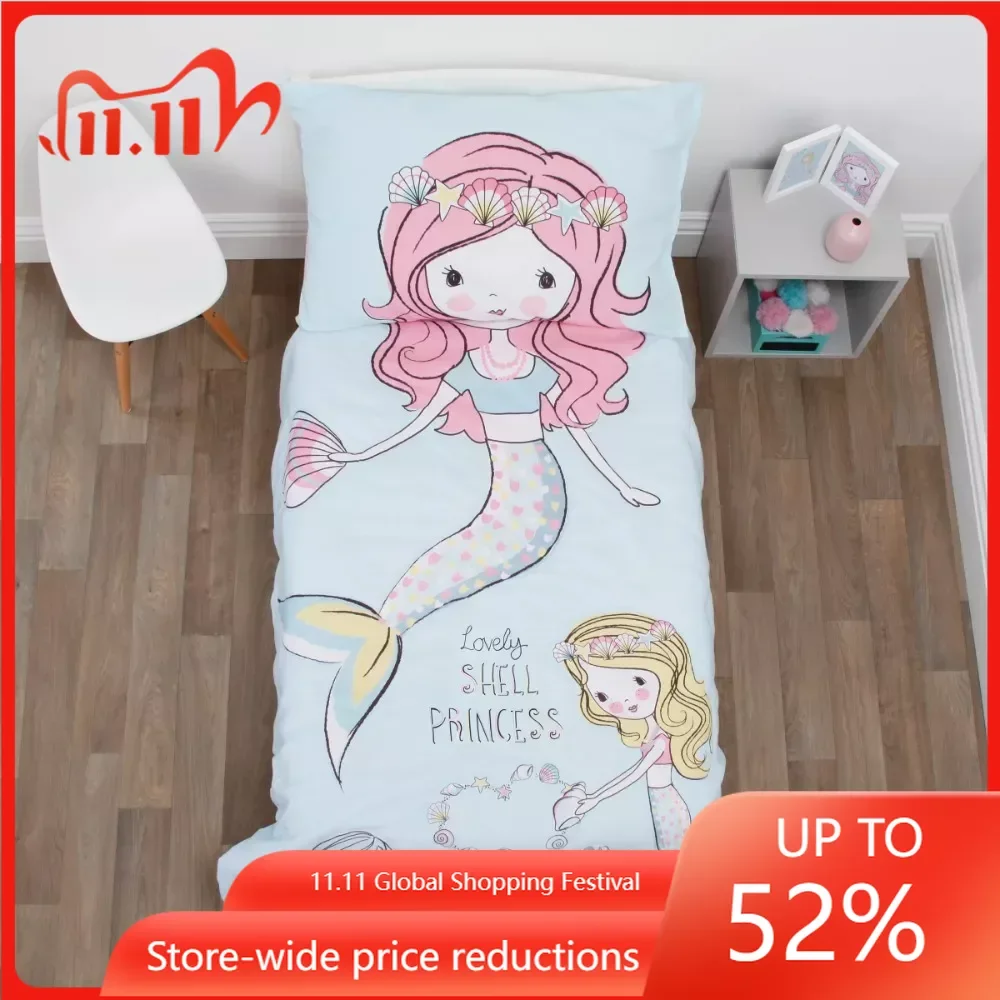 

Комплект постельного белья Русалка для малышей из 4 предметов, розовая, кровать для девочек, из полиэстера и микрофибры