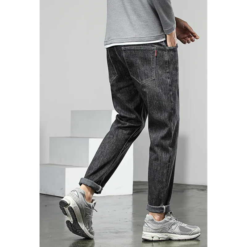 Men Clothing 2022 New Pattern Recreational Vintage Elastic Black Jeans Straight Cylinder Large Loose Cargo Pants Autumn Female