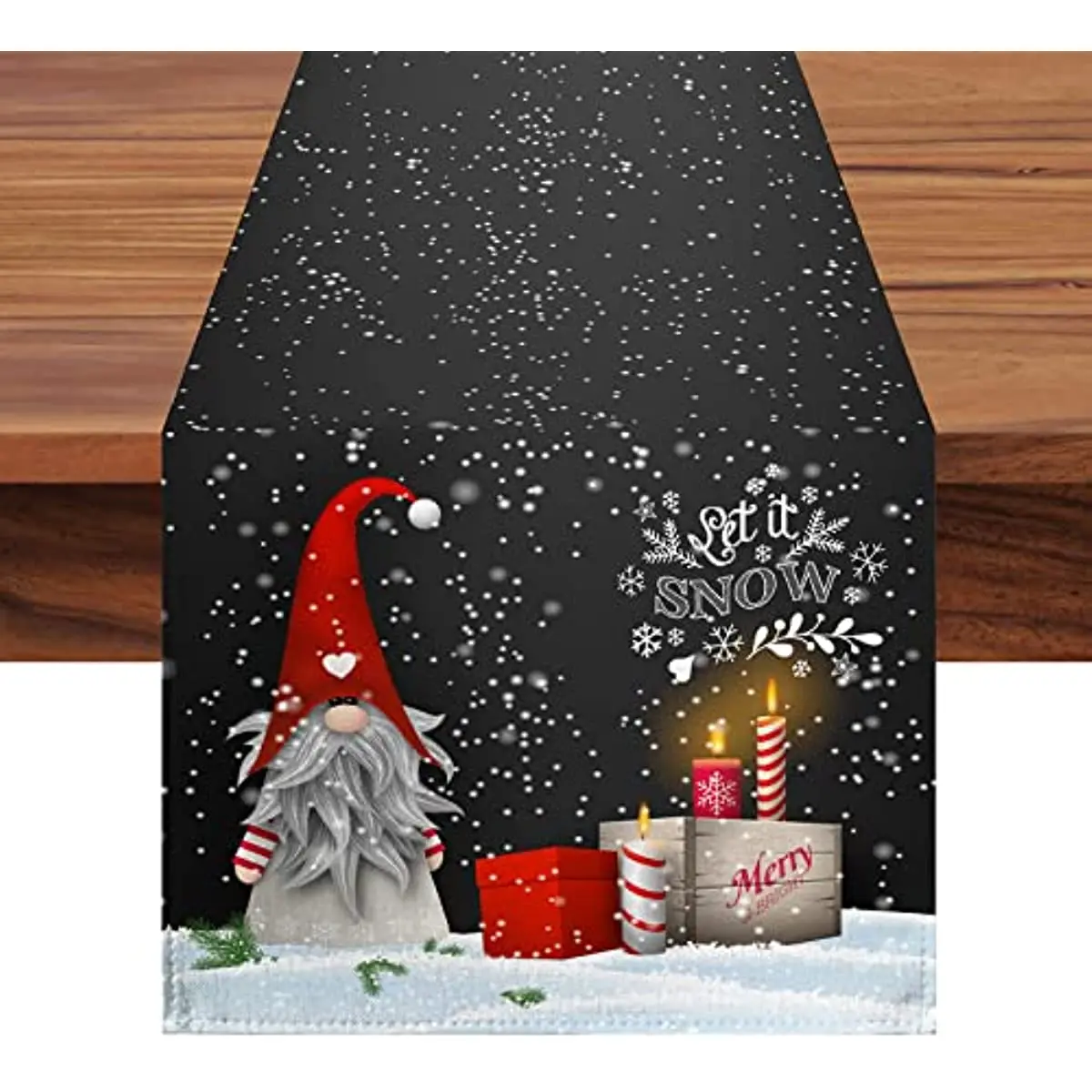 

Christmas Hat Christmas Candle Table Banner Linen Stain Resistant Kitchen Table Decorations for Holiday Wedding Christmas Party