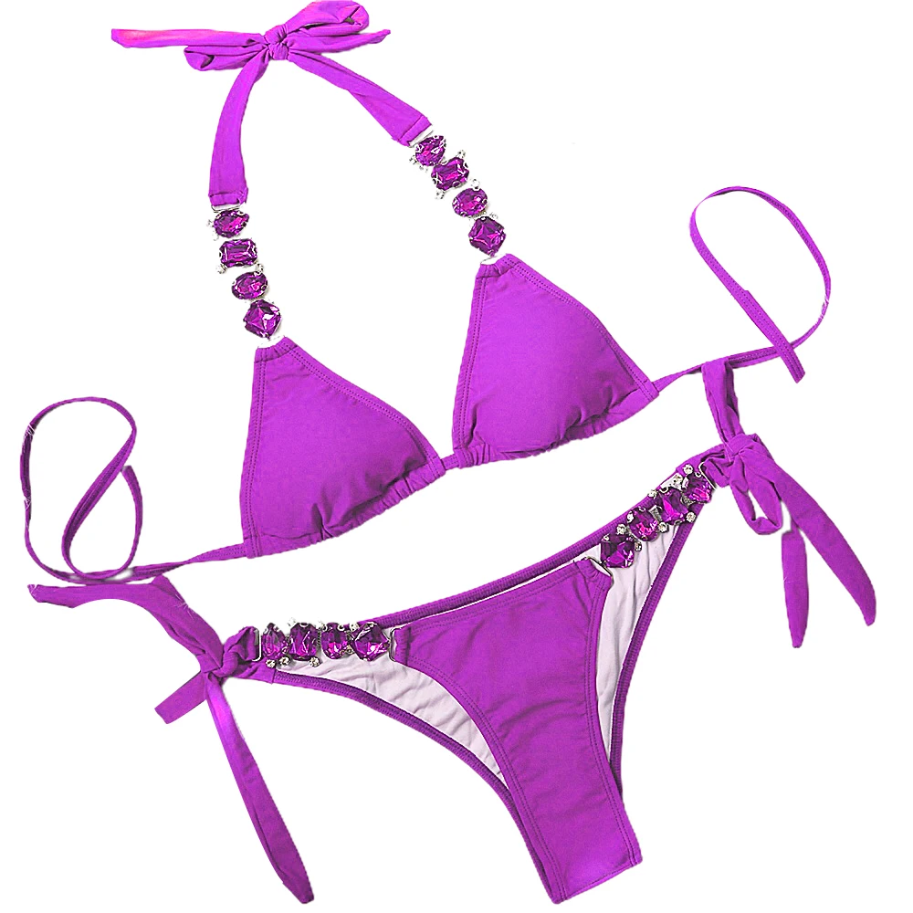 

2-Piece Women's Swimsuit Sexy Slim Bikini Tie Thong Summer Bathing Suit Thin Underwear Swimwear for Swimming Pool Beach AUG889