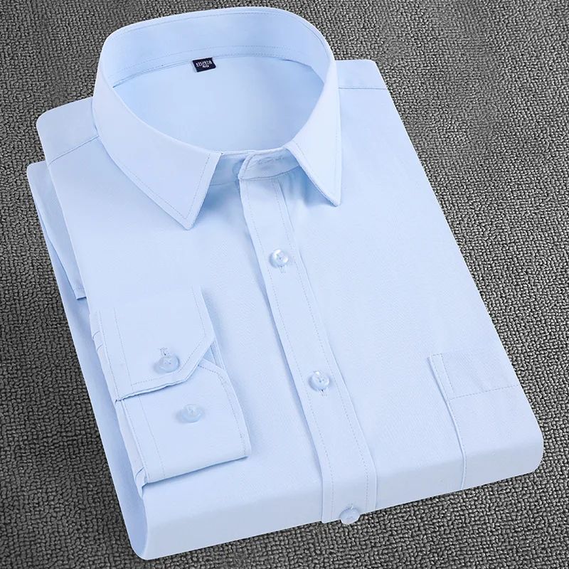 Men's White Shirt Striped Long Sleeve Loose Comfortable Fashion Casual Business Wear Professional Tooling Free Iron Slim Shirt