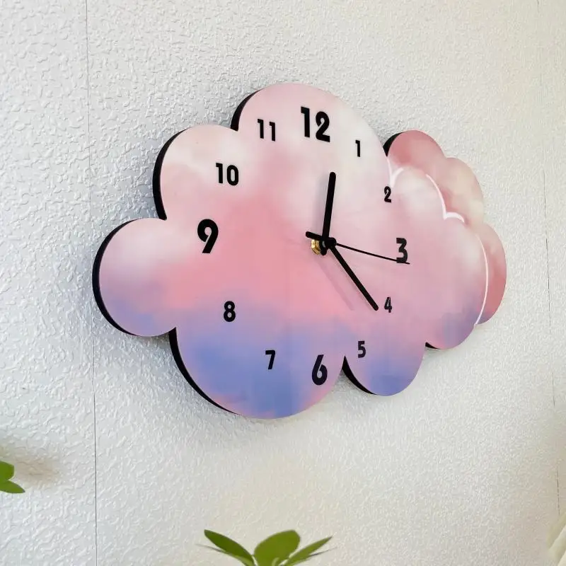 

Nordic Cute Cloud Shape Wall Clock Monochrome for Children Kids Room Decoration Figurines Gift Photography Props 1Piece