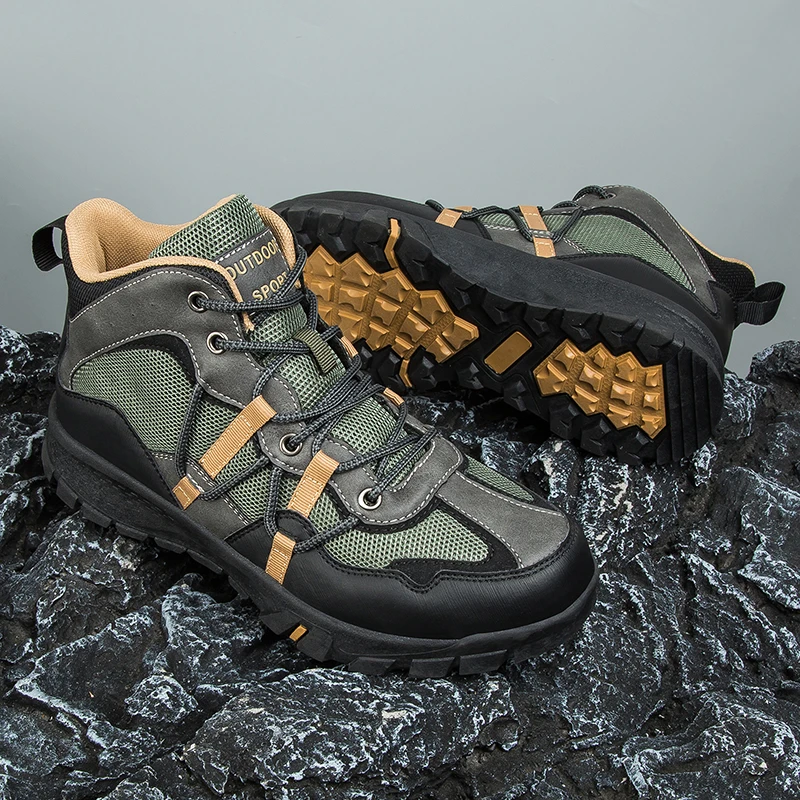 Breathable Mesh Men Hiking Shoes Mixed Color Outdoor Camping Sneakers Man Sport Shoes Plus Size 40-46 Footwear