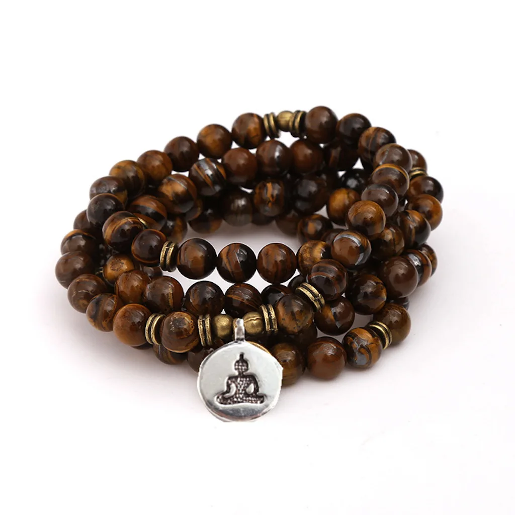 AB + 108 натуральный камень тигра браслет лотос Будда подвеска чакра для йоги |