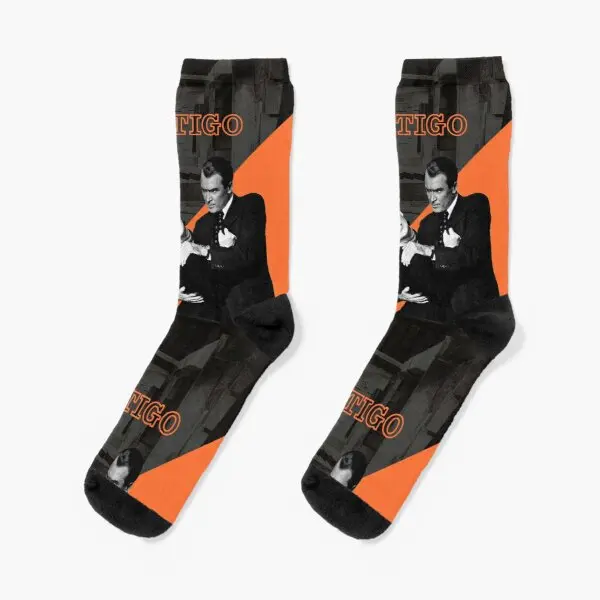 

Vertigo Alfred Hitchcock Crew Socks Autumn Mens Girls Black Cartoon Women Breathable Ladies Funny Short Cotton Best Comfortable