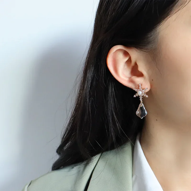 Элегантные серьги для восхождения с жемчугом в стиле Ins модные из серебра 925 пробы