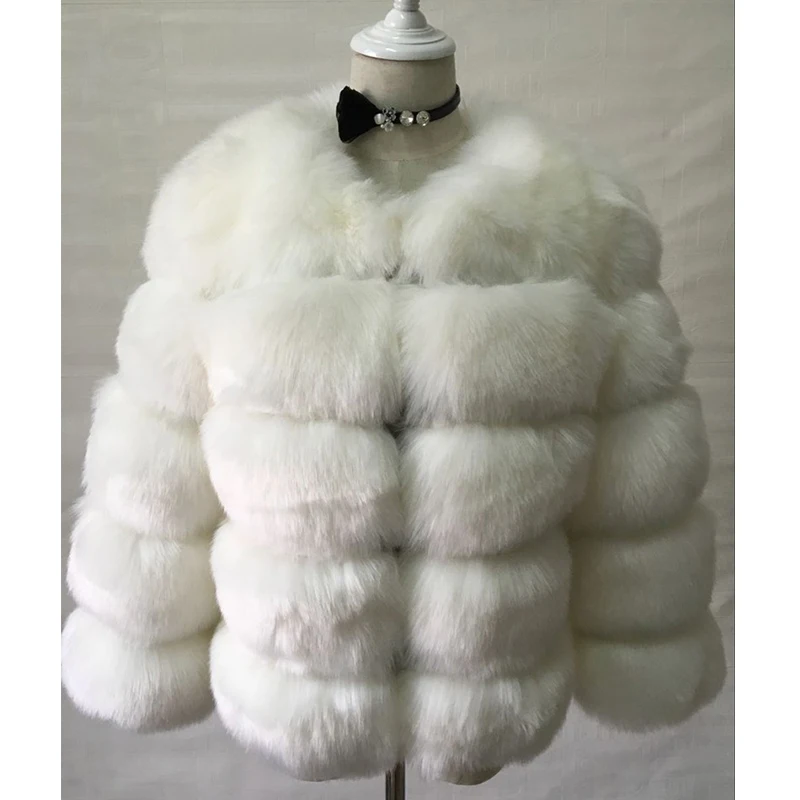 Luxury Winter Fashion Women Faux Fur Coat Female White Elegant Fluffy Thick Warm Artificial Fox Fur Jacket Female Outerwear