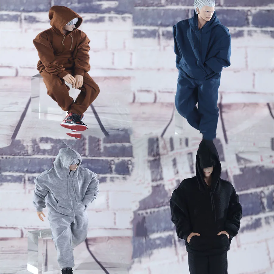 

Hot Sale 1/6 Male Soldier Oversize Sweatshirt Long Sleeve Hoodie Trousers Solid Color Suit 12" Strong Action Figure Body Model