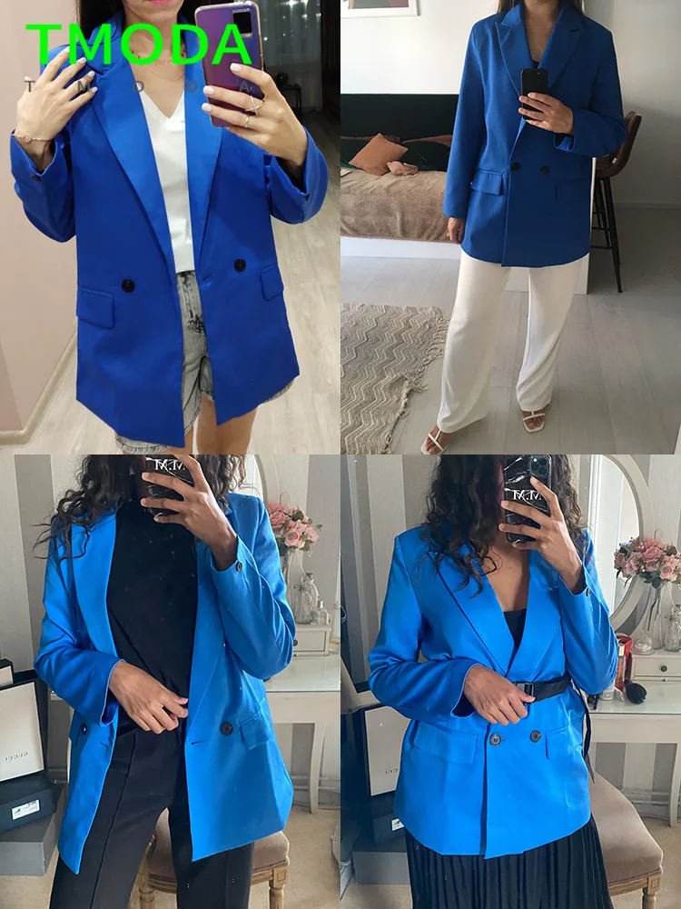 Женский двубортный Блейзер-оверсайз TMODA офисное классическое Свободное пальто