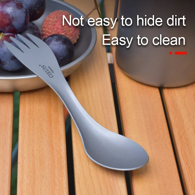 Ложка-вилка CIEUIS из титановой вилки 2 в 1 Ультралегкая портативная вилка 3-в-1 для