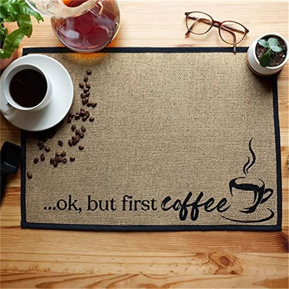 

Polyester Burlap For Dinner Table Place Mats Double-layer Structure Table Mat Vintage Placemats Table Decor Waterproof Placemat