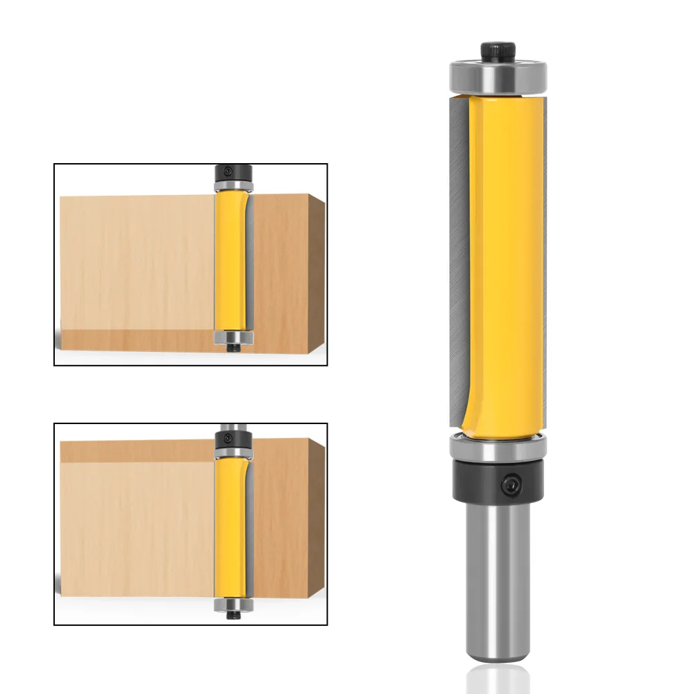 

1PC 1/2" 12.7MM 12MM Shank Milling Cutter Wood Carving 1/2 SH 2-1/2" Extra Long Trim Pattern Top&Bottom Bearins Router Bit