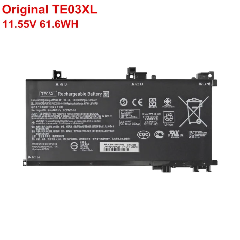 

Genuine Original Laptop Battery TE03XL For HP Pavilion 15-BC Omen 15-AX Series 849910-850 849570-541 TPN-Q173 11.55V 61.6WH New