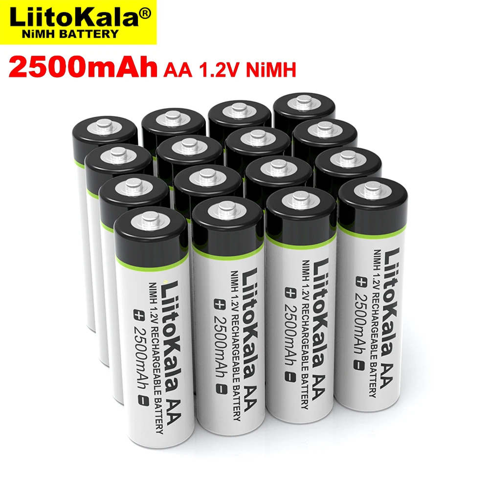 

Подлинная Liitokala 1-10 шт. 1,2 в AA 2500 мАч Ni-MH перезаряжаемая батарея aa для терморужья пульт дистанционного управления мышью